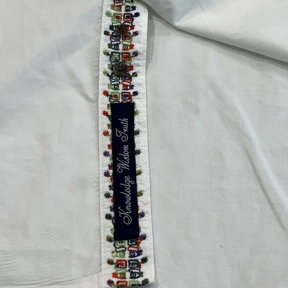 Robert Graham XXL White LS Casual Button Up Shirt Striped Flip Cuff Embroidered - Picture 6 of 12